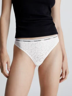 Calvin Klein Lace High Leg Thong 9 Calvin Klein Lace High Leg Thong -Calvin Cloth Shop 000QD5051E 100 alternate1