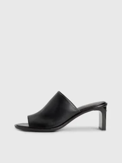 Calvin Klein Leather Heeled Mule Sandals -Calvin Cloth Shop HW0HW01628 BEH alternate5