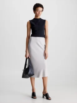 Calvin Klein Leather Heeled Mule Sandals -Calvin Cloth Shop HW0HW01628 BEH alternate6