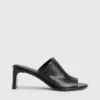 Calvin Klein Leather Heeled Mule Sandals -Calvin Cloth Shop HW0HW01628 BEH main
