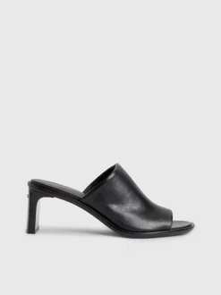 Calvin Klein Leather Heeled Mule Sandals