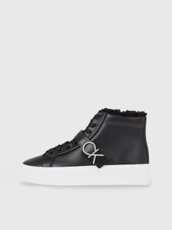 Calvin Klein Leather High-Top Platform Trainers -Calvin Cloth Shop HW0HW01667 BEH alternate5