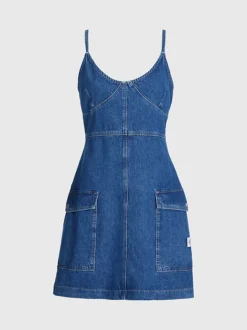 Calvin Klein Fitted Denim Utility Dress -Calvin Cloth Shop J20J220667 1A4 alternate4