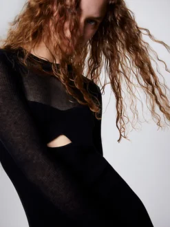 Calvin Klein Long Sleeve Knit Midi Dress -Calvin Cloth Shop J20J220981 BEH alternate3