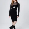 Calvin Klein Long Sleeve Knit Midi Dress 2 Calvin Klein Long Sleeve Knit Midi Dress -Calvin Cloth Shop J20J220981 BEH main