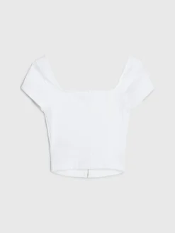 Calvin Klein Cotton Rib Hook And Eye T-shirt -Calvin Cloth Shop J20J221498 YAF alternate5