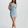 Calvin Klein Denim Zip Up Mini Dress