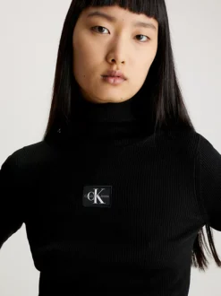 Calvin Klein Slim Ribbed Roll Neck Jumper 11 Calvin Klein Slim Ribbed Roll Neck Jumper -Calvin Cloth Shop J20J221688 BEH alternate3
