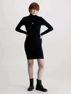 Calvin Klein Slim Ribbed Roll Neck Dress