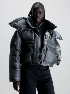 Calvin Klein Liquid Metal Hooded Puffer Jacket
