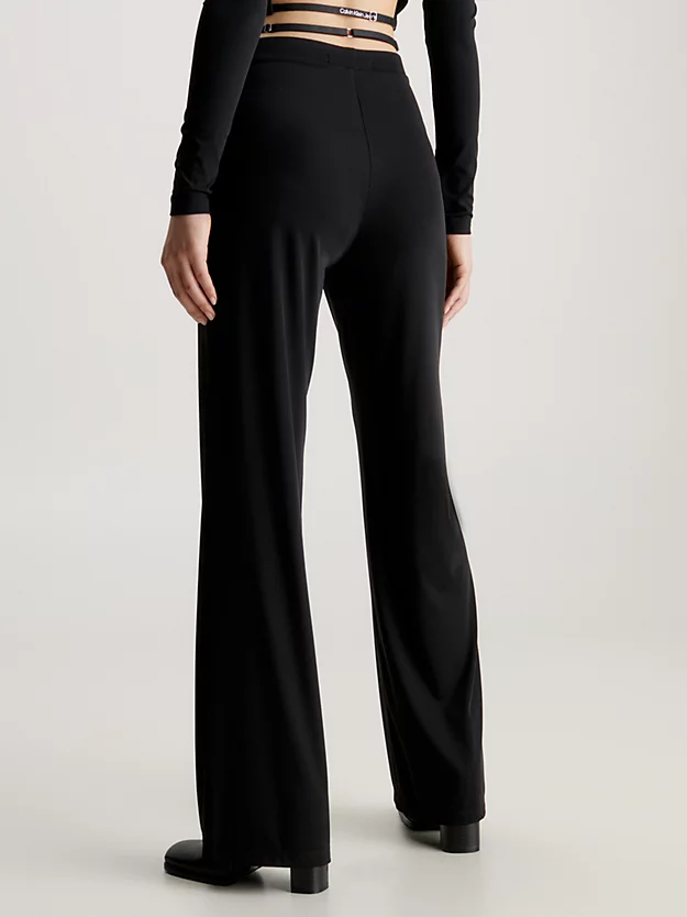 Calvin Klein Strap Detail Flared Jersey Trousers 4 Calvin Klein Strap Detail Flared Jersey Trousers - Image 2