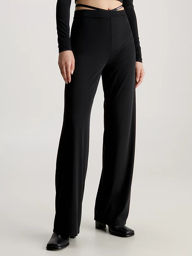 Calvin Klein Strap Detail Flared Jersey Trousers 3 Calvin Klein Strap Detail Flared Jersey Trousers