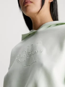 Calvin Klein Cropped Embossed Logo Hoodie 9 Calvin Klein Cropped Embossed Logo Hoodie -Calvin Cloth Shop J20J221929 LCE alternate2