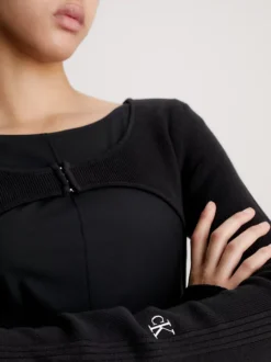 Calvin Klein Cotton Micro Cardigan -Calvin Cloth Shop J20J221955 BEH alternate3