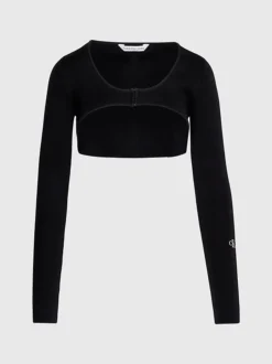 Calvin Klein Cotton Micro Cardigan -Calvin Cloth Shop J20J221955 BEH alternate5