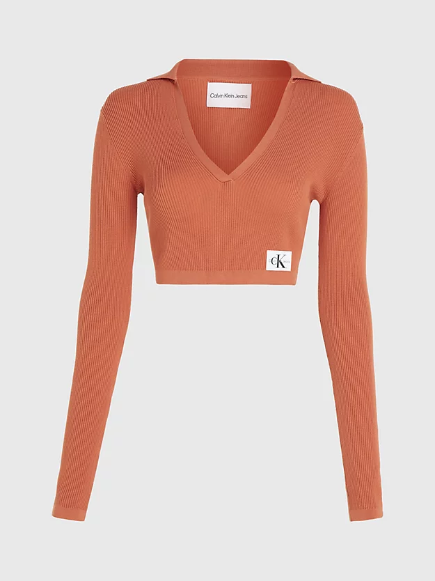 Calvin Klein Slim Cropped V-Neck Jumper 8 Calvin Klein Slim Cropped V-Neck Jumper - Image 6
