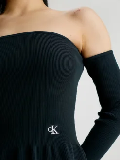 Calvin Klein Off Shoulder Ribbed Knit Dress -Calvin Cloth Shop J20J221988 BEH alternate2