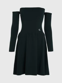 Calvin Klein Off Shoulder Ribbed Knit Dress -Calvin Cloth Shop J20J221988 BEH alternate4