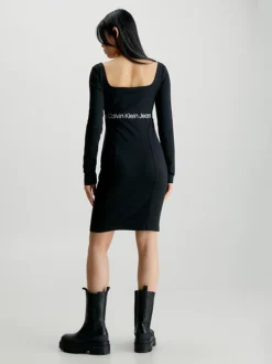Calvin Klein Milano Jersey Logo Tape Dress -Calvin Cloth Shop J20J221989 BEH alternate2