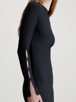 Calvin Klein Split Sleeve Ribbed Maxi Dress -Calvin Cloth Shop J20J221990 BEH alternate4