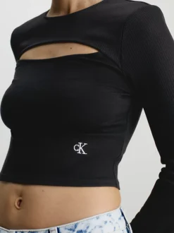 Calvin Klein Milano Cut Out Long Sleeve Top -Calvin Cloth Shop J20J222009 BEH alternate2