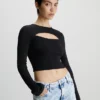Calvin Klein Milano Cut Out Long Sleeve Top -Calvin Cloth Shop J20J222009 BEH main