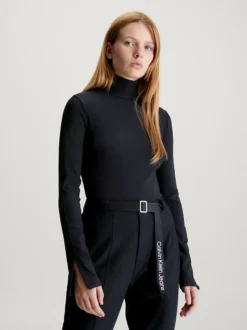 Calvin Klein Split Sleeve Roll Neck Top