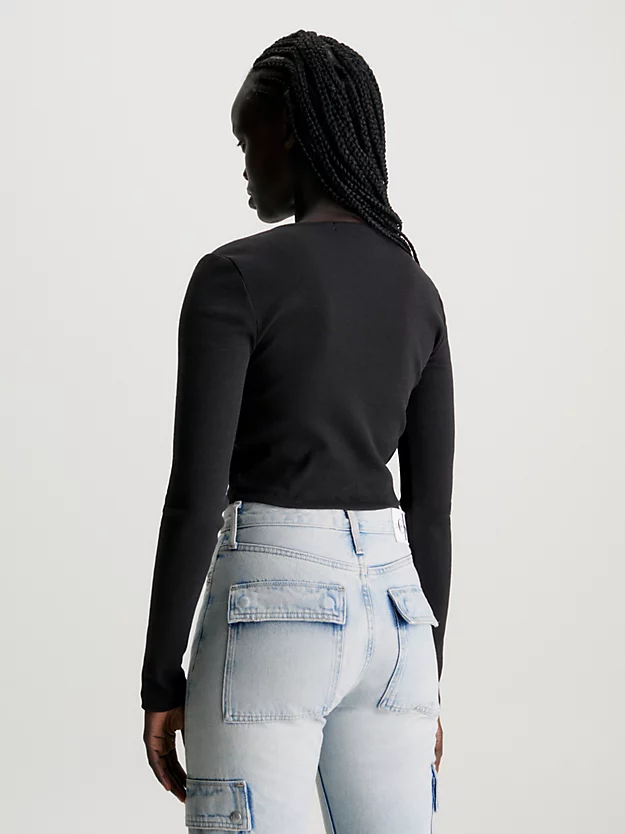 Calvin Klein Slim Ribbed Long Sleeve Top 5 Calvin Klein Slim Ribbed Long Sleeve Top - Image 3