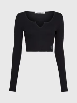 Calvin Klein Slim Ribbed Long Sleeve Top 13 Calvin Klein Slim Ribbed Long Sleeve Top -Calvin Cloth Shop J20J222025 BEH alternate5