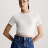 Calvin Klein Slim Cropped Logo Tape T-shirt -Calvin Cloth Shop J20J222189 YBI main