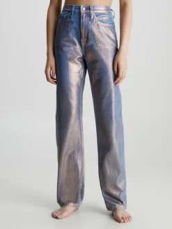 Calvin Klein High Rise Straight Metallic Jeans