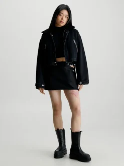 Calvin Klein Shiny Cut Out Mini Skirt -Calvin Cloth Shop J20J222224 BEH alternate4