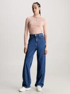 Calvin Klein Fitted Stripe Roll Neck Top -Calvin Cloth Shop J20J222246 YBI alternate4