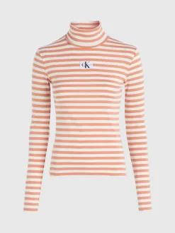 Calvin Klein Fitted Stripe Roll Neck Top -Calvin Cloth Shop J20J222246 YBI alternate5