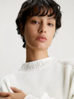 Calvin Klein Cotton Logo Collar Jumper -Calvin Cloth Shop J20J222255 YBI alternate3