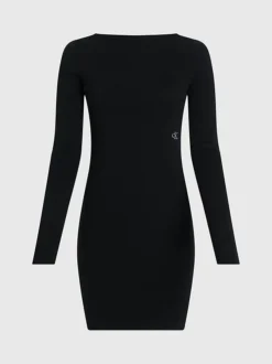 Calvin Klein Cotton Knit Open Back Dress -Calvin Cloth Shop J20J222277 BEH alternate5