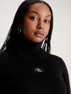 Calvin Klein Plus Size Ribbed Roll Neck Jumper -Calvin Cloth Shop J20J222403 BEH alternate2