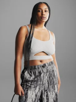 Calvin Klein Metallic Rib-Knit Bralette Top