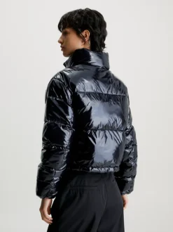 Calvin Klein Cropped High Shine Puffer Jacket -Calvin Cloth Shop J20J222710 BEH alternate2