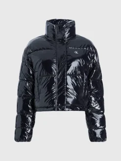 Calvin Klein Cropped High Shine Puffer Jacket -Calvin Cloth Shop J20J222710 BEH alternate5