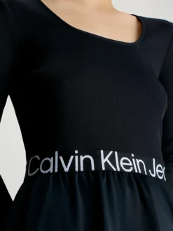 Calvin Klein Logo Tape Skater Dress -Calvin Cloth Shop J20J222714 BEH alternate3