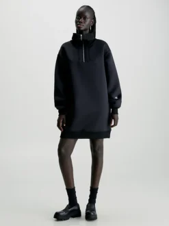 Calvin Klein Relaxed Zip Neck Sweatshirt Dress