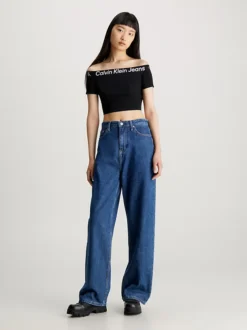 Calvin Klein Milano Logo Tape Off-Shoulder Top 10 Calvin Klein Milano Logo Tape Off-Shoulder Top -Calvin Cloth Shop J20J223010 BEH alternate3