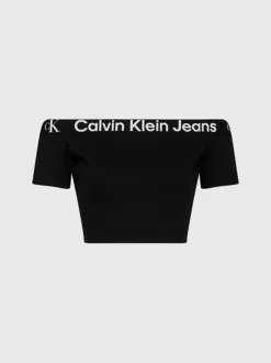 Calvin Klein Milano Logo Tape Off-Shoulder Top 11 Calvin Klein Milano Logo Tape Off-Shoulder Top -Calvin Cloth Shop J20J223010 BEH alternate4