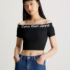 Calvin Klein Milano Logo Tape Off-Shoulder Top -Calvin Cloth Shop J20J223010 BEH main