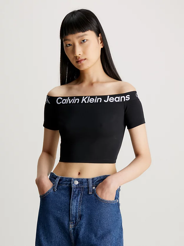 Calvin Klein Milano Logo Tape Off-Shoulder Top 3 Calvin Klein Milano Logo Tape Off-Shoulder Top