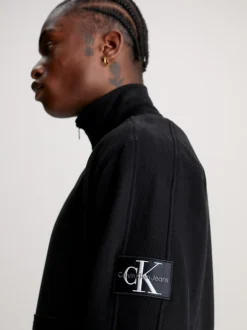 Calvin Klein Badge Zip Neck Sweatshirt -Calvin Cloth Shop J30J323428 BEH alternate3