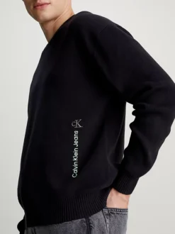 Calvin Klein Cotton Knit Jumper -Calvin Cloth Shop J30J323977 BEH alternate2