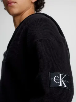 Calvin Klein Cotton Waffle Hooded Jumper -Calvin Cloth Shop J30J323985 BEH alternate2