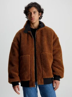 Calvin Klein Reversible Sherpa Bomber Jacket 12 Calvin Klein Reversible Sherpa Bomber Jacket -Calvin Cloth Shop J30J324123 BEH alternate2